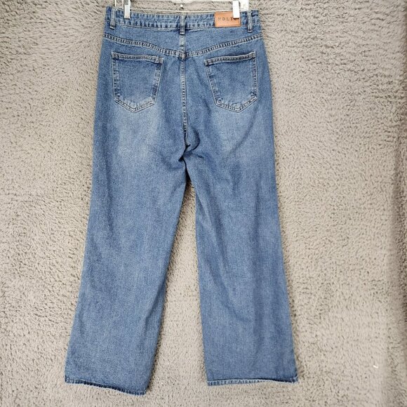HDLTE Jeans Womens Large Faded Stretch High Rise Wide Leg - Picture 8 of 14